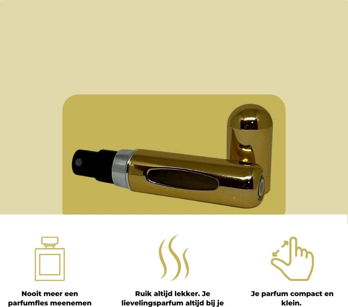 Cetins - Parfum Verstuiver Navulbaar - Mini Parfum Flesje - Reisflesje – Goud 5 Cetins - Parfum Verstuiver Navulbaar - Mini Parfum Flesje - Reisflesje – Goud - Afbeelding 5