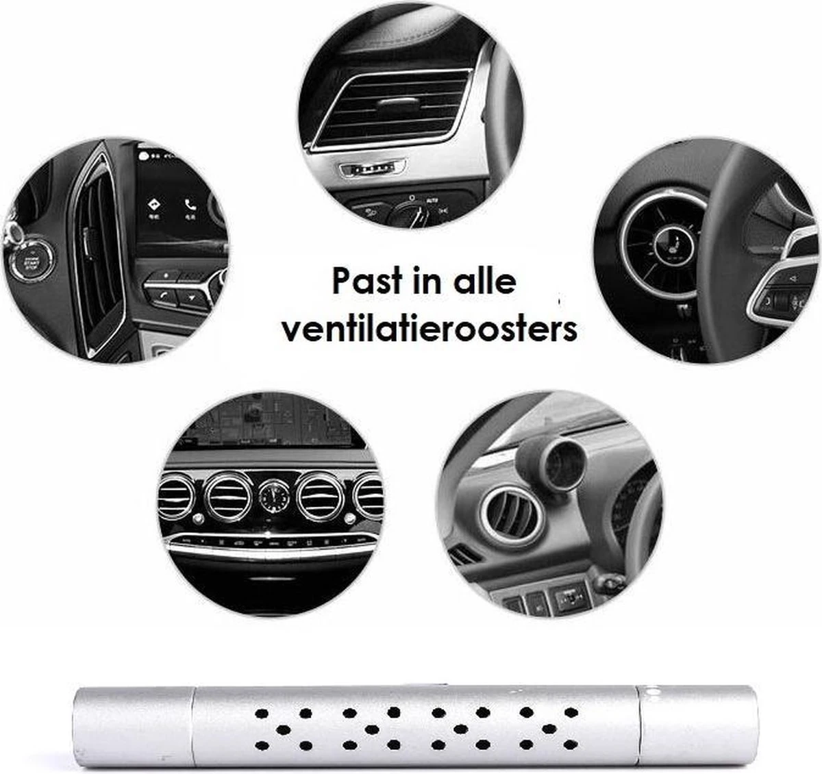 Autoparfum - Luchtverfrisser Auto - Inclusief 5 Geuren - Luxe Design - ZILVER - Aromatherapie - Ventilatierooster - Hervulbaar - Duurzaam - Verfrissend 4 Autoparfum - Luchtverfrisser Auto - Inclusief 5 Geuren - Luxe Design - ZILVER - Aromatherapie - Ventilatierooster - Hervulbaar - Duurzaam - Verfrissend - Afbeelding 4