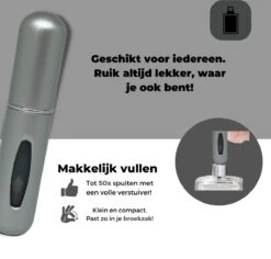 Cetins - Parfum Verstuiver Navulbaar - Mini Parfum Flesje - Reisflesje – Matt Grijs - -Parfum Speciaal Winkel 1200x1146 3