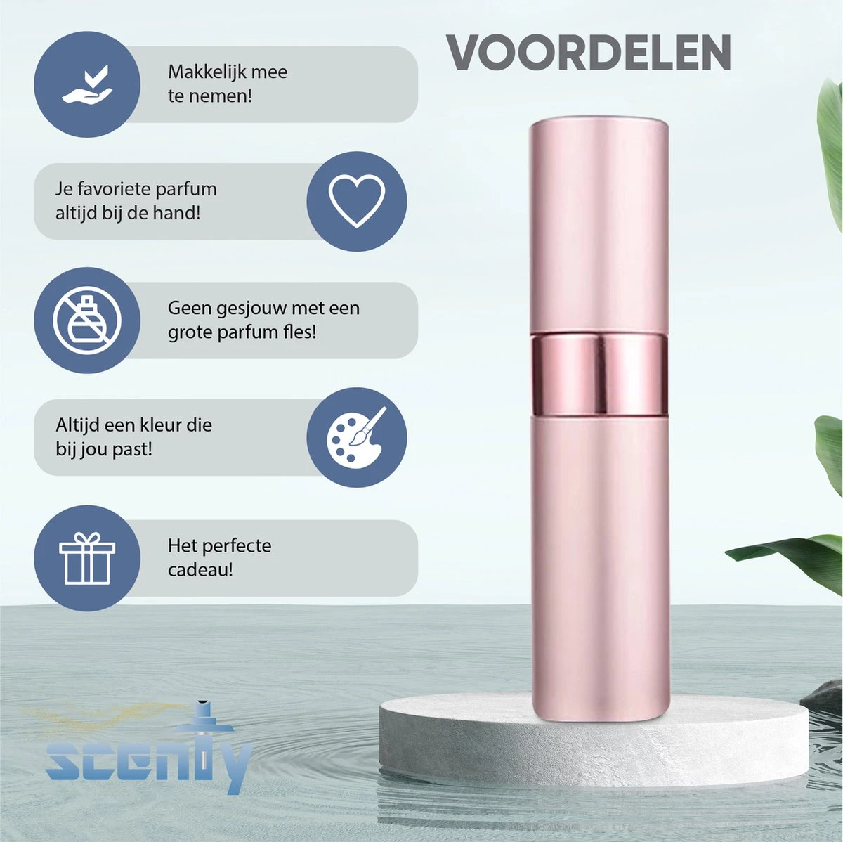 Scenty - Parfum Verstuiver Navulbaar - Mini Parfum Flesje - Reisflesje - Lichtroze 2 Scenty - Parfum Verstuiver Navulbaar - Mini Parfum Flesje - Reisflesje - Lichtroze - Afbeelding 2