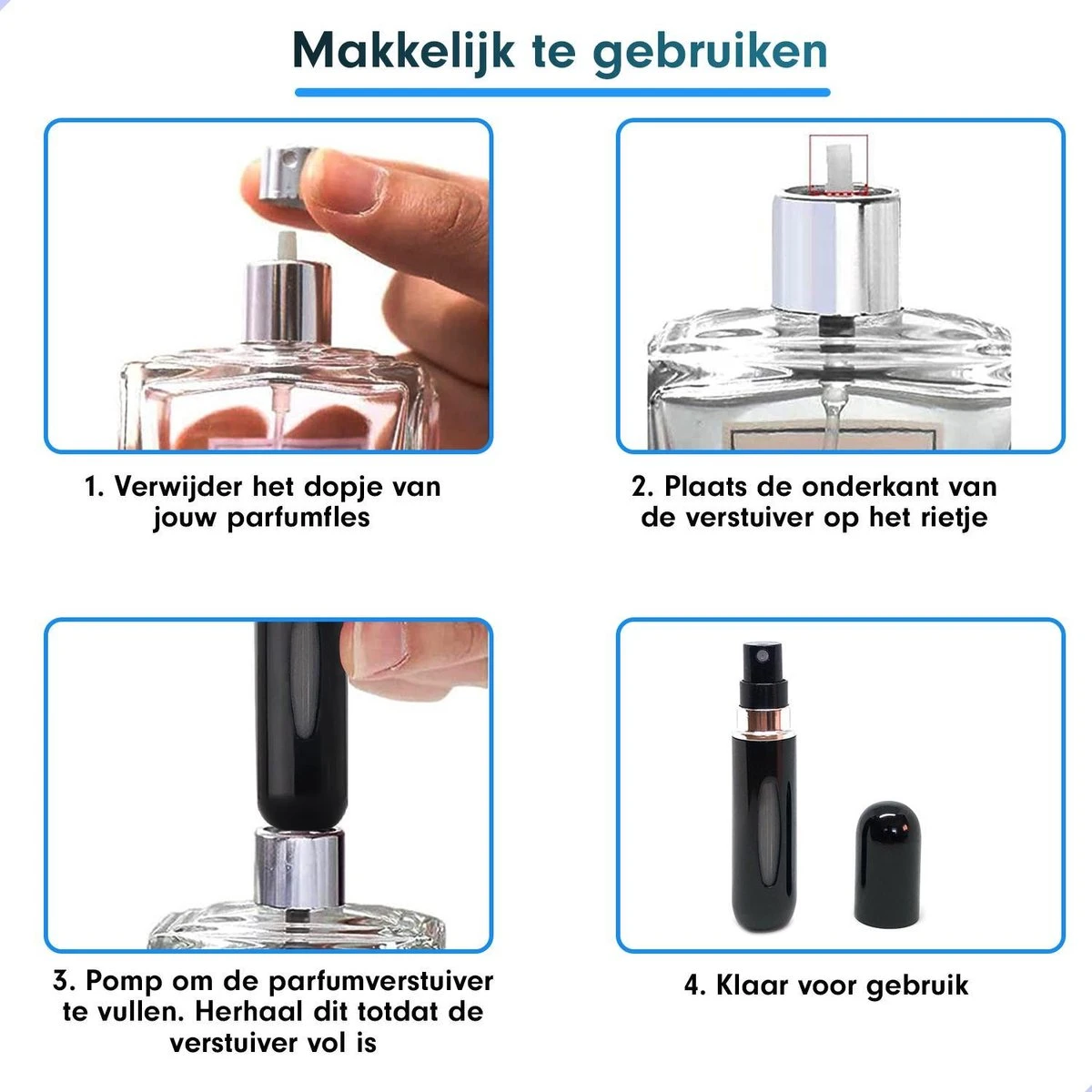 Mini Parfum Flesje | Lipstick Formaat Navulbare Parfum Verstuiver - Zwart 5 Mini Parfum Flesje | Lipstick Formaat Navulbare Parfum Verstuiver - Zwart - Afbeelding 5