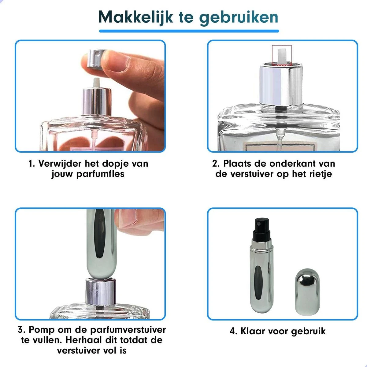 MaxedMore Navulbare Parfumverstuiver 5ml Zilver - 65 Keer Spraybare Parfum Verstuiver - Hervulbaar Tasverstuiver Voor Parfum - Meeneem Mini Geur Flesje Voor Op Reis - Lipstick Formaat Navulbaar Parfumflesje 9 MaxedMore Navulbare Parfumverstuiver 5ml Zilver - 65 Keer Spraybare Parfum Verstuiver - Hervulbaar Tasverstuiver Voor Parfum - Meeneem Mini Geur Flesje Voor Op Reis - Lipstick Formaat Navulbaar Parfumflesje - Afbeelding 9
