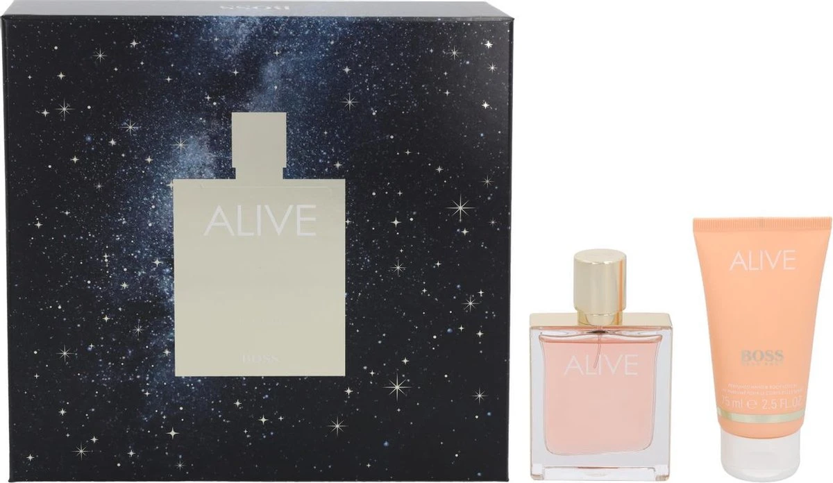 Hugo Boss Alive Geschenkset - 50ml Eau De Parfum + 75ml Bodylotion 2 Hugo Boss Alive Geschenkset - 50ml Eau De Parfum + 75ml Bodylotion - Afbeelding 2