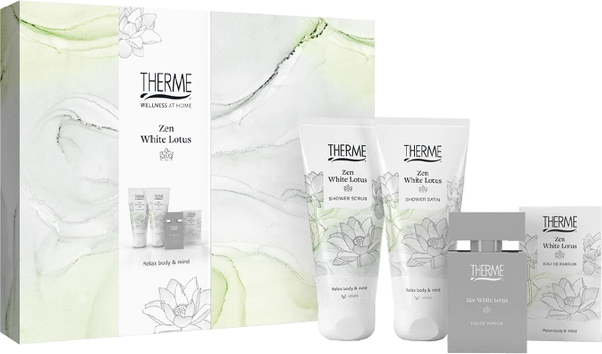 Therme Zen White Lotus Eau De Parfum 30 Ml + Shower Gel 200 Ml + Shower Scrub 200 Ml Geschenkset 1 Therme Zen White Lotus Eau De Parfum 30 Ml + Shower Gel 200 Ml + Shower Scrub 200 Ml Geschenkset